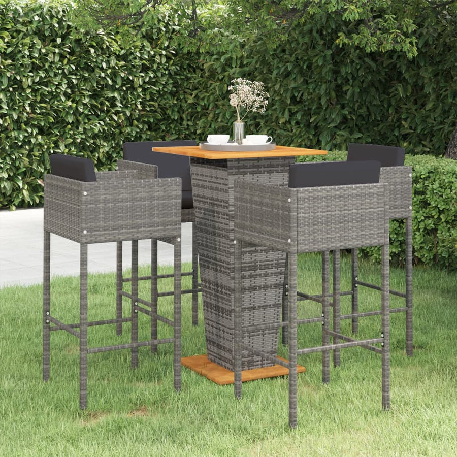 5-Delige Tuinbarset Met Kussens Poly Rattan 4