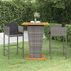 -Delige Tuinbarset Met Kussens Poly Rattan 3 80 x 80 x 110 cm Grijs