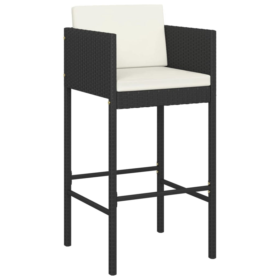 -Delige Tuinbarset Met Kussens Poly Rattan 5 80 x 80 x 110 cm Zwart