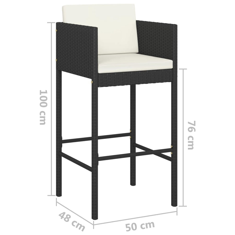 -Delige Tuinbarset Met Kussens Poly Rattan 5 80 x 80 x 110 cm Zwart