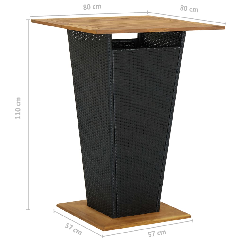 -Delige Tuinbarset Met Kussens Poly Rattan 5 80 x 80 x 110 cm Zwart