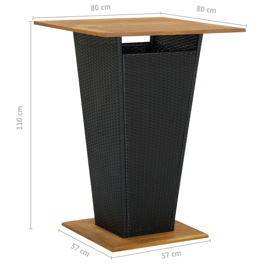 -Delige Tuinbarset Met Kussens Poly Rattan 5 80 x 80 x 110 cm Zwart