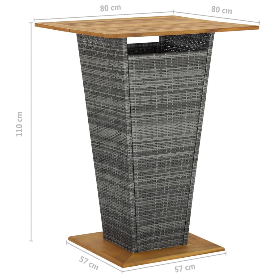 -Delige Tuinbarset Met Kussens Poly Rattan 5 80 x 80 x 110 cm Grijs
