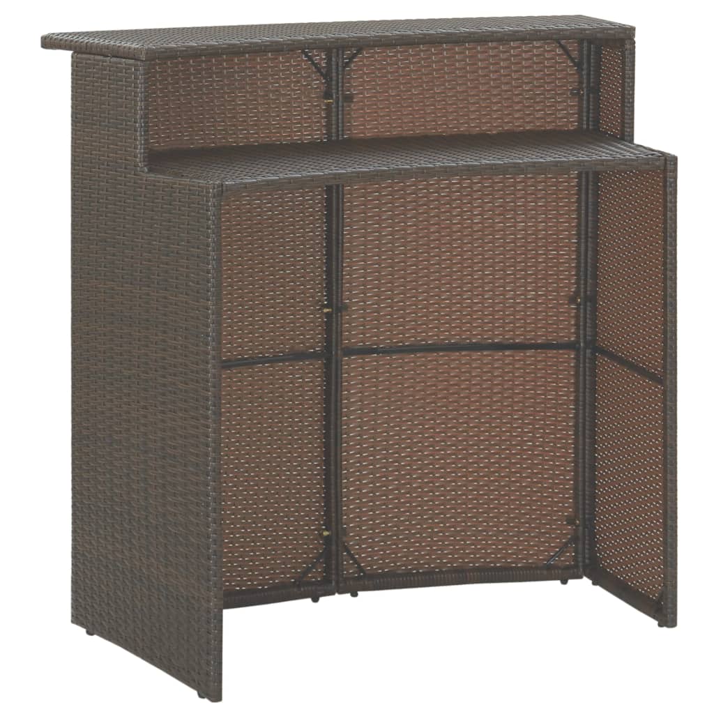 3-Delige Tuinbarset Met Kussens Poly Rattan Bruin