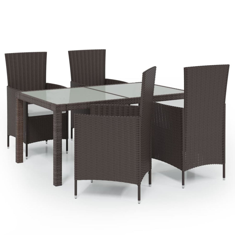 -Delige Tuinset Met Kussens Poly Rattan 5 150 cm tafellengte Bruin en wit