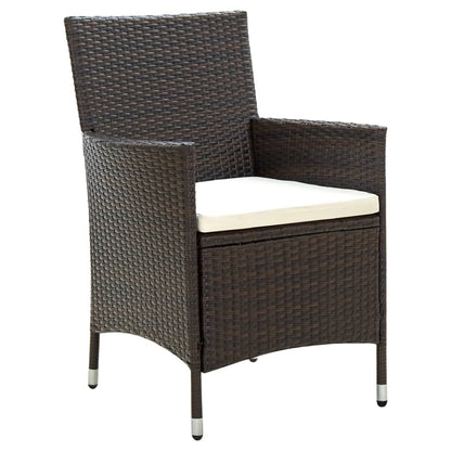 -Delige Tuinset Met Kussens Poly Rattan 5 150 cm tafellengte Bruin en wit