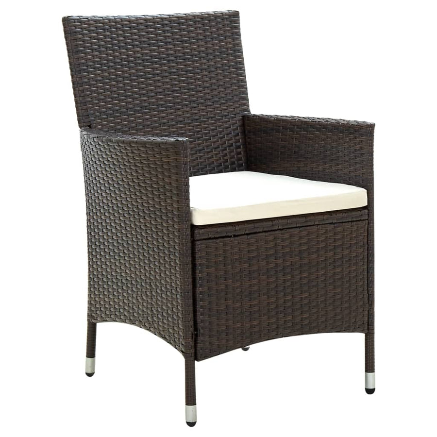 -Delige Tuinset Met Kussens Poly Rattan 5 150 cm tafellengte Bruin en wit