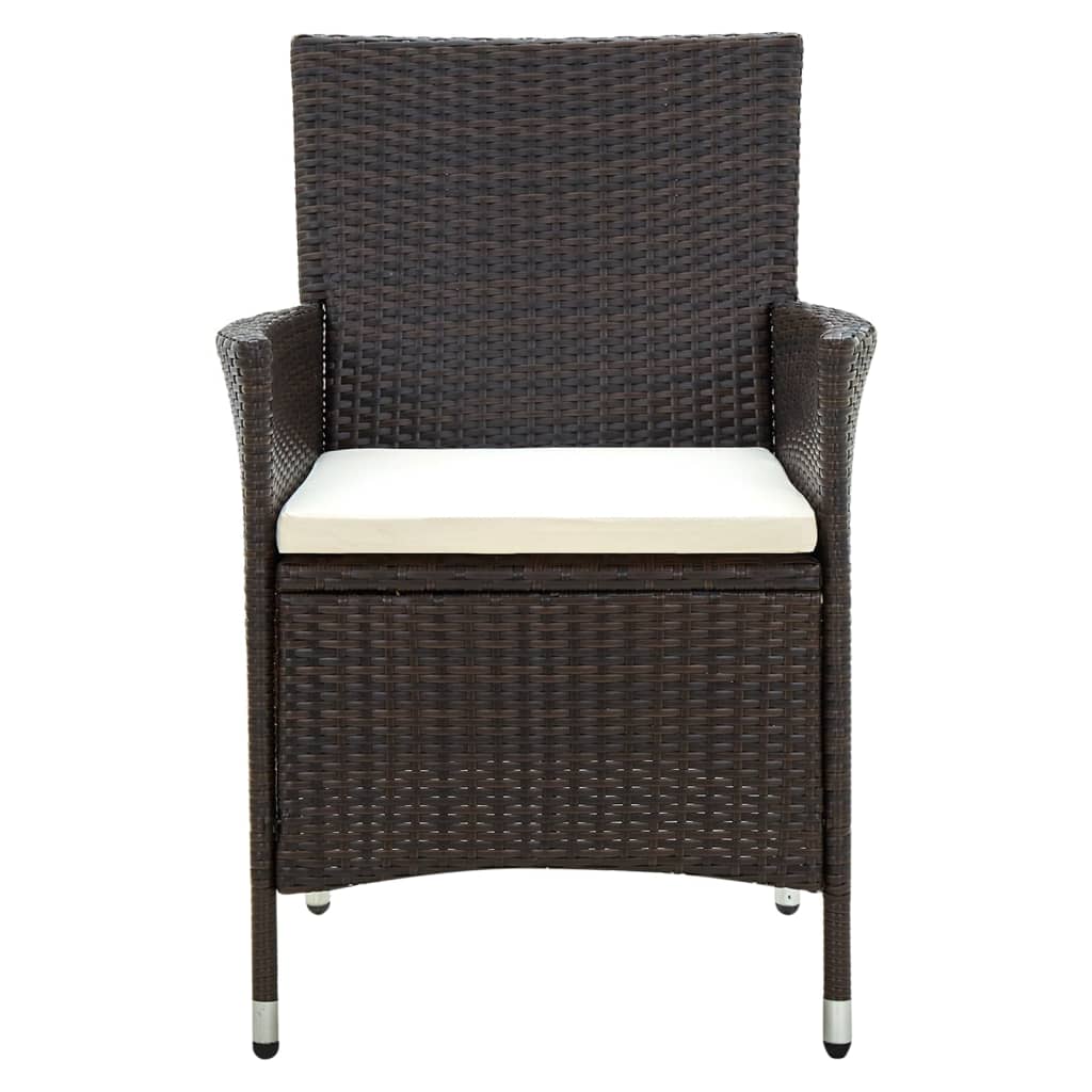 -Delige Tuinset Met Kussens Poly Rattan 5 150 cm tafellengte Bruin en wit