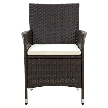 -Delige Tuinset Met Kussens Poly Rattan 5 150 cm tafellengte Bruin en wit