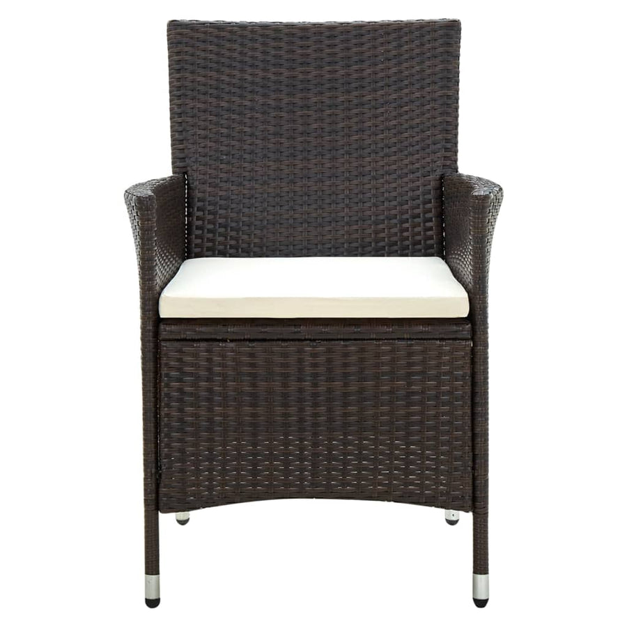 -Delige Tuinset Met Kussens Poly Rattan 5 150 cm tafellengte Bruin en wit