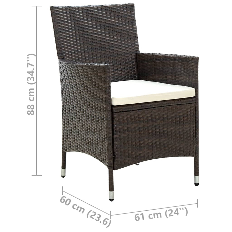 -Delige Tuinset Met Kussens Poly Rattan 5 150 cm tafellengte Bruin en wit