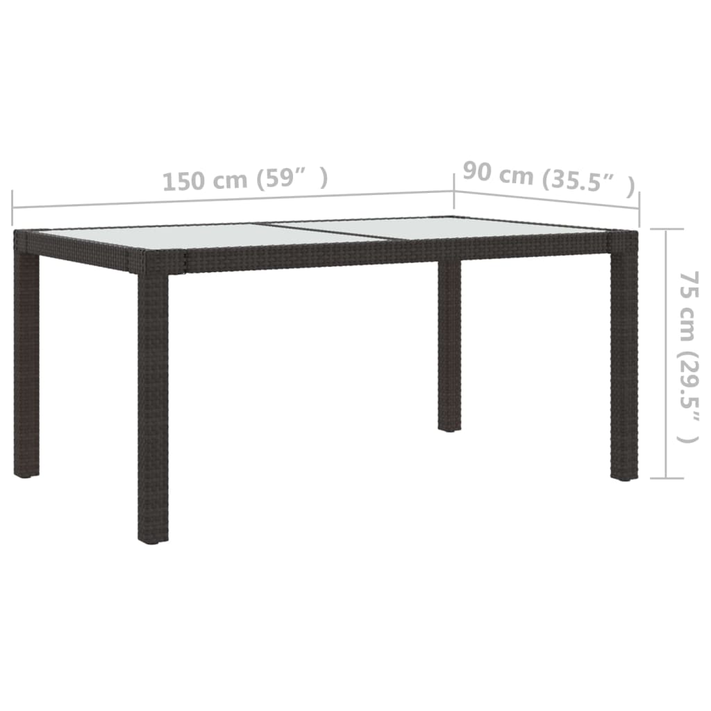 -Delige Tuinset Met Kussens Poly Rattan 5 150 cm tafellengte Bruin en wit