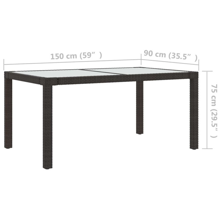 -Delige Tuinset Met Kussens Poly Rattan 5 150 cm tafellengte Bruin en wit