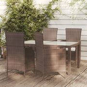 Tuinset 5-delig poly rattan bruin met kussens