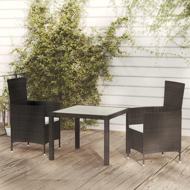 -Delige Tuinset Met Kussens Poly Rattan 3 90 cm tafellengte Zwart en wit