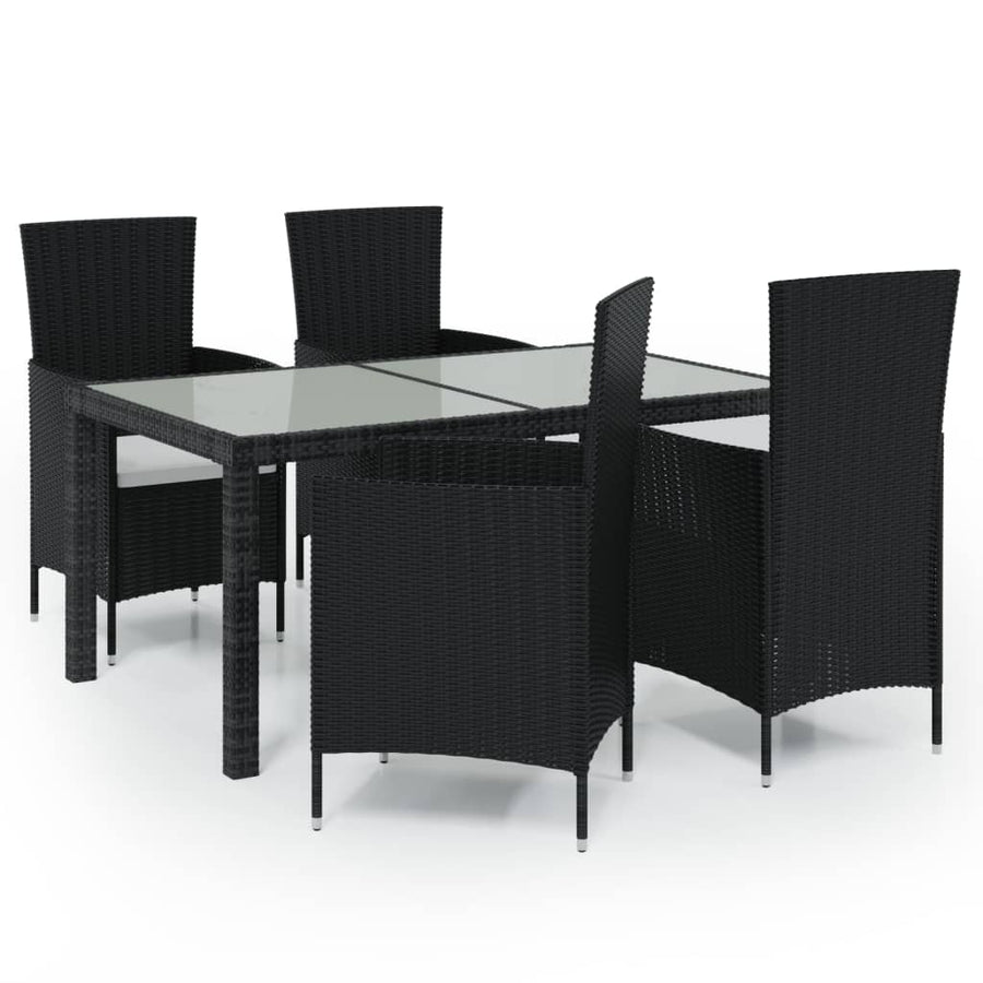 -Delige Tuinset Met Kussens Poly Rattan 5 150 cm tafellengte Zwart en wit