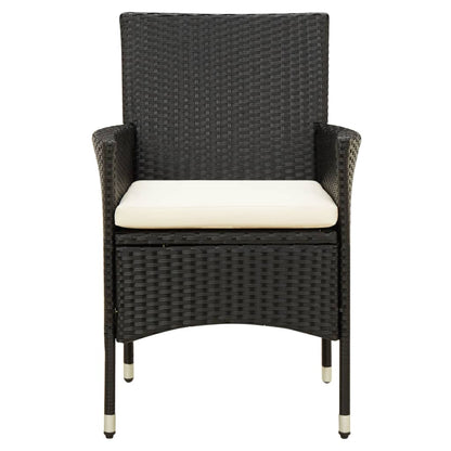 -Delige Tuinset Met Kussens Poly Rattan 5 150 cm tafellengte Zwart en wit