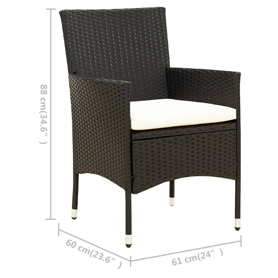 -Delige Tuinset Met Kussens Poly Rattan 5 150 cm tafellengte Zwart en wit