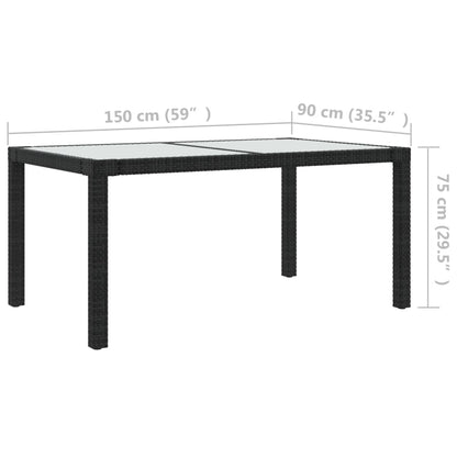 -Delige Tuinset Met Kussens Poly Rattan 5 150 cm tafellengte Zwart en wit