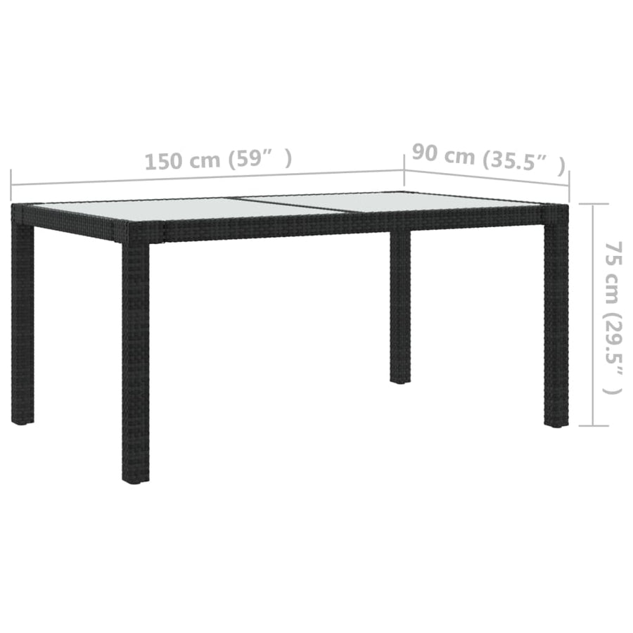 -Delige Tuinset Met Kussens Poly Rattan 5 150 cm tafellengte Zwart en wit