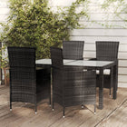 -Delige Tuinset Met Kussens Poly Rattan 5 150 cm tafellengte Zwart en wit