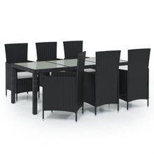 -Delige Tuinset Met Kussens Poly Rattan 7 190 cm tafellengte Zwart en wit