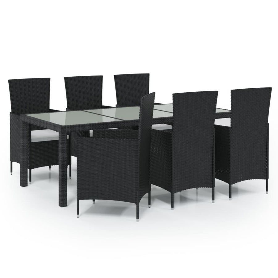 -Delige Tuinset Met Kussens Poly Rattan 7 190 cm tafellengte Zwart en wit