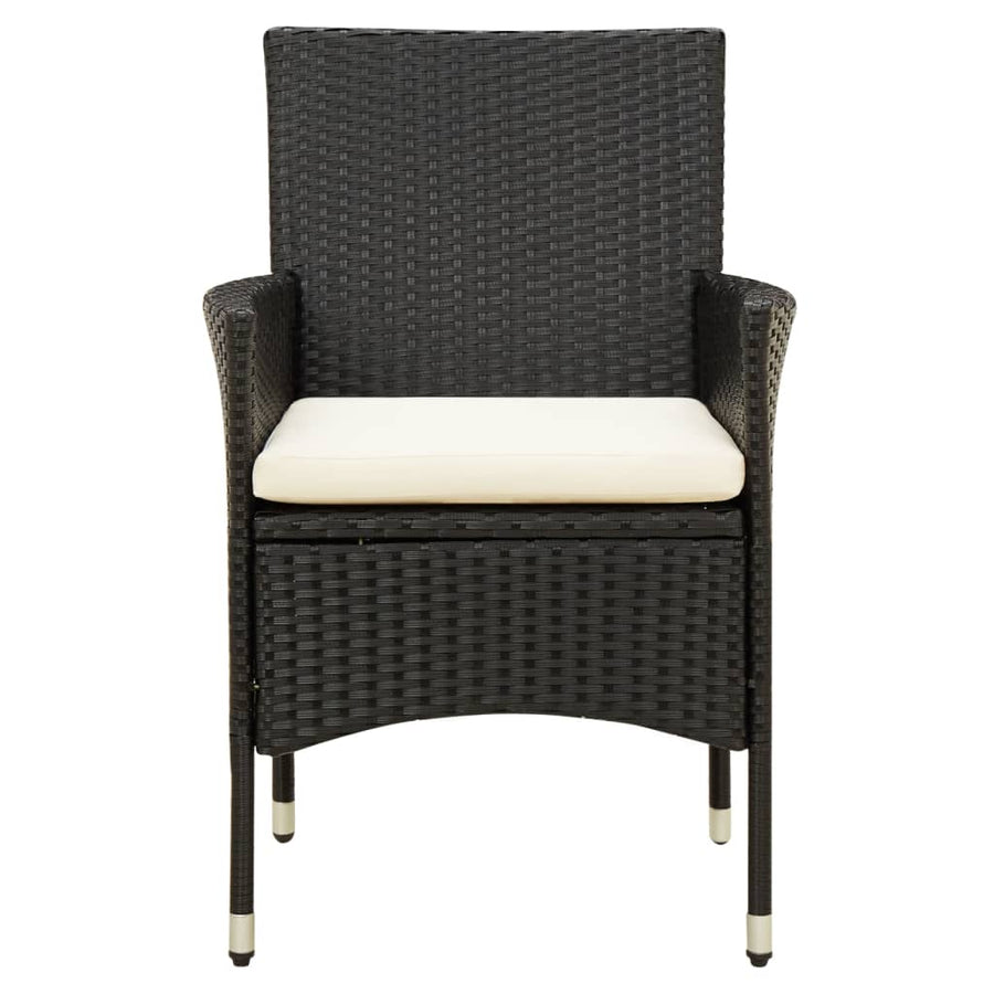 -Delige Tuinset Met Kussens Poly Rattan 7 190 cm tafellengte Zwart en wit