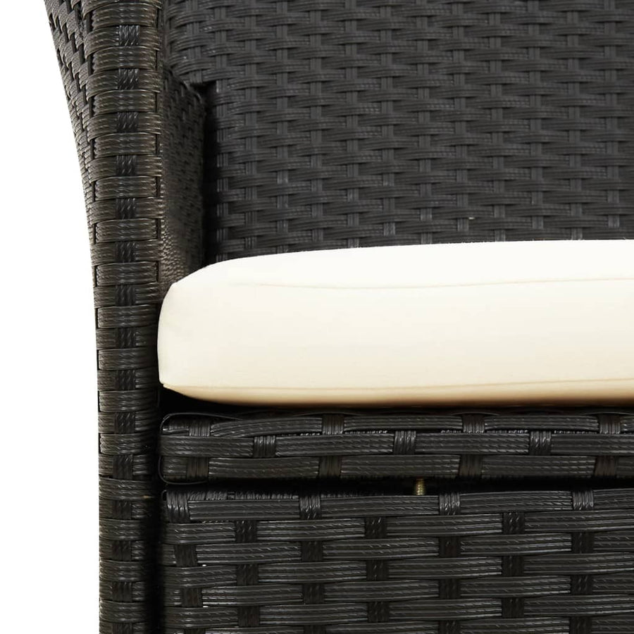 -Delige Tuinset Met Kussens Poly Rattan 7 190 cm tafellengte Zwart en wit