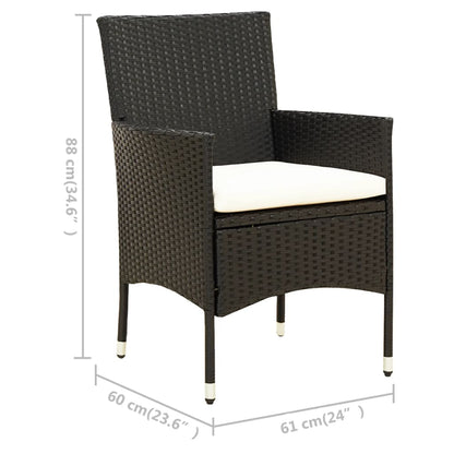 -Delige Tuinset Met Kussens Poly Rattan 7 190 cm tafellengte Zwart en wit