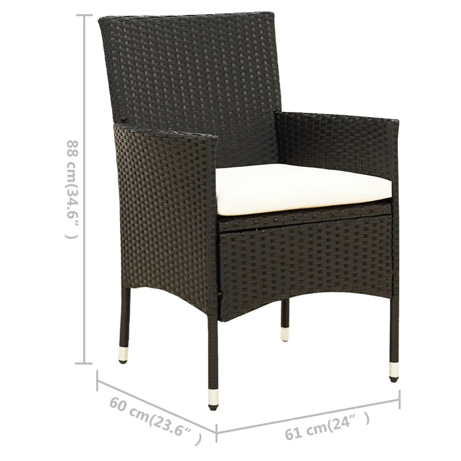 -Delige Tuinset Met Kussens Poly Rattan 7 190 cm tafellengte Zwart en wit