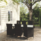 -Delige Tuinset Met Kussens Poly Rattan 7 190 cm tafellengte Zwart en wit