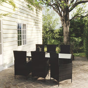 Tuinset 7-delig poly rattan zwart met kussens