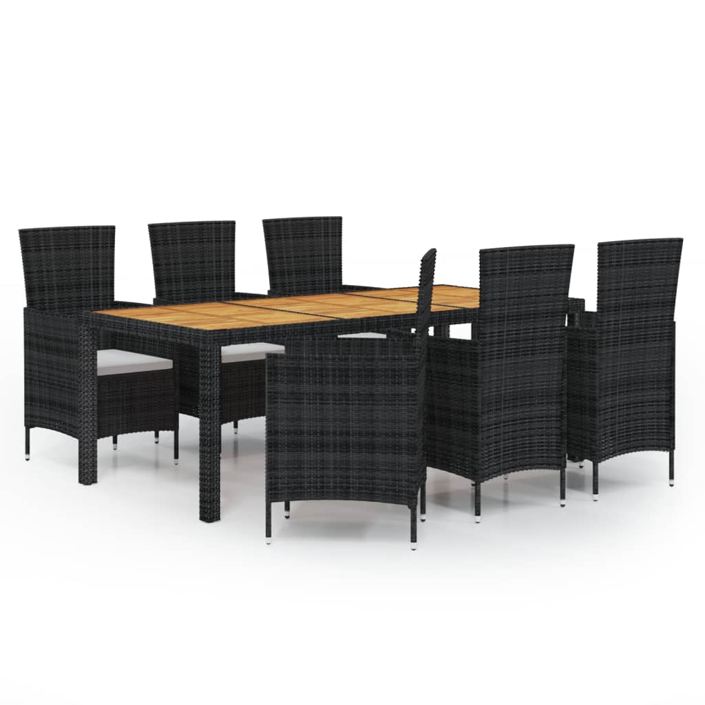 -Delige Tuinset Met Kussens Poly Rattan 7 190 cm tafellengte Zwart en bruin