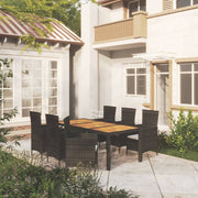 Tuinset 7-delig poly rattan zwart