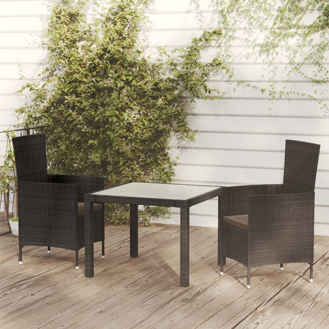 -Delige Tuinset Met Kussens Poly Rattan 3 90 cm tafellengte Zwart en wit