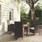 -Delige Tuinset Met Kussens Poly Rattan 5 90 cm tafellengte Zwart en wit