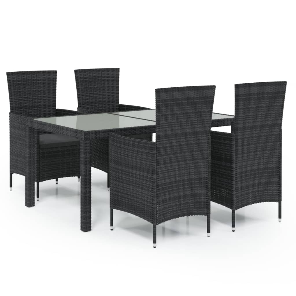 -Delige Tuinset Met Kussens Poly Rattan 5 150 cm tafellengte Zwart en wit