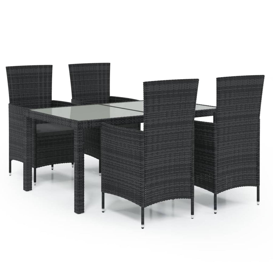-Delige Tuinset Met Kussens Poly Rattan 5 150 cm tafellengte Zwart en wit