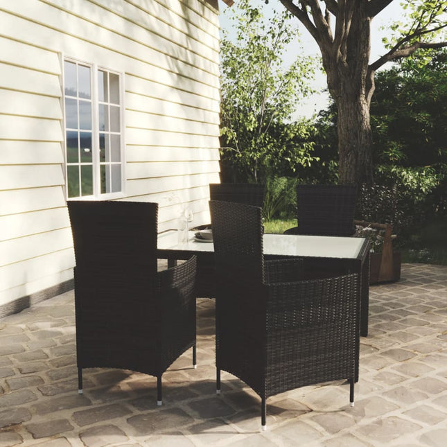 -Delige Tuinset Met Kussens Poly Rattan 5 150 cm tafellengte Zwart en wit