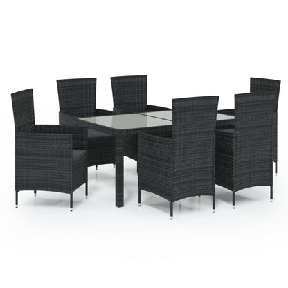 -Delige Tuinset Met Kussens Poly Rattan 7 150 cm tafellengte Zwart en wit