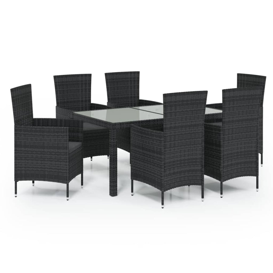 -Delige Tuinset Met Kussens Poly Rattan 7 150 cm tafellengte Zwart en wit