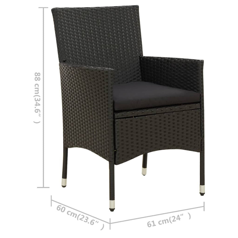 -Delige Tuinset Met Kussens Poly Rattan 7 150 cm tafellengte Zwart en wit