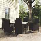 -Delige Tuinset Met Kussens Poly Rattan 7 150 cm tafellengte Zwart en wit