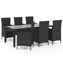 -Delige Tuinset Met Kussens Poly Rattan 7 190 cm tafellengte Zwart en wit