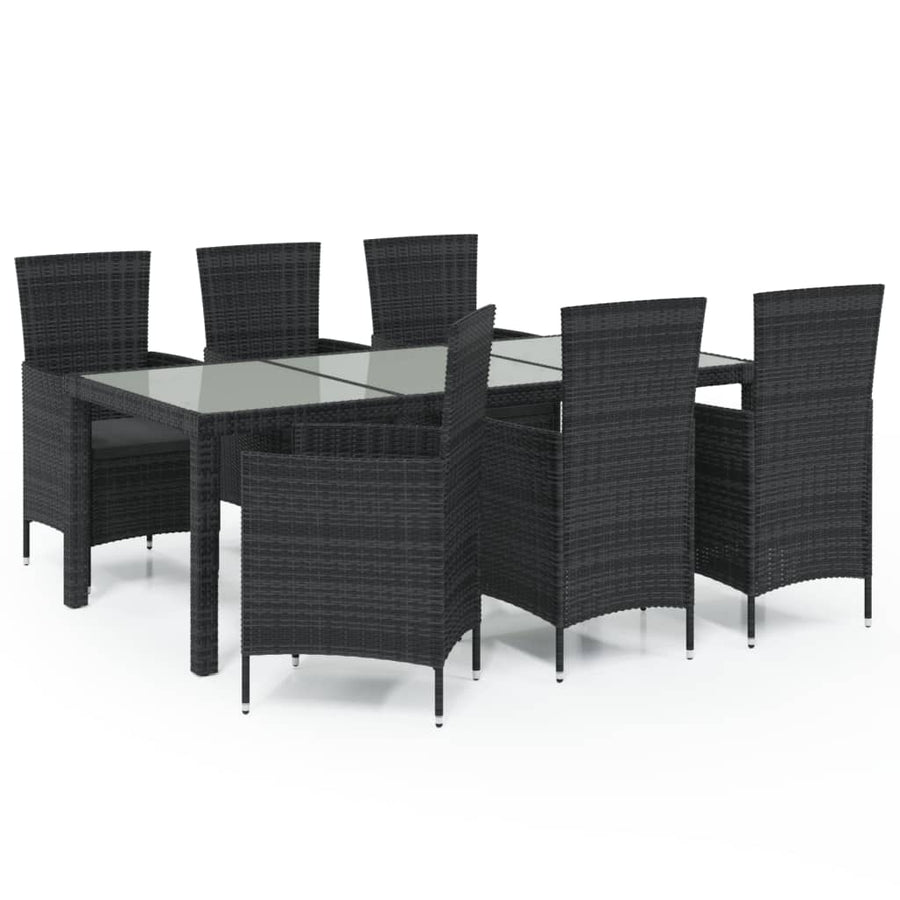 -Delige Tuinset Met Kussens Poly Rattan 7 190 cm tafellengte Zwart en wit