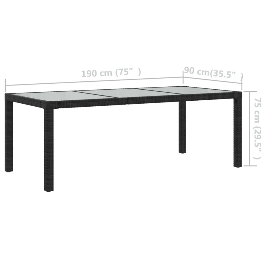 -Delige Tuinset Met Kussens Poly Rattan 7 190 cm tafellengte Zwart en wit