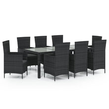 -Delige Tuinset Met Kussens Poly Rattan 9 190 cm tafellengte Zwart en wit