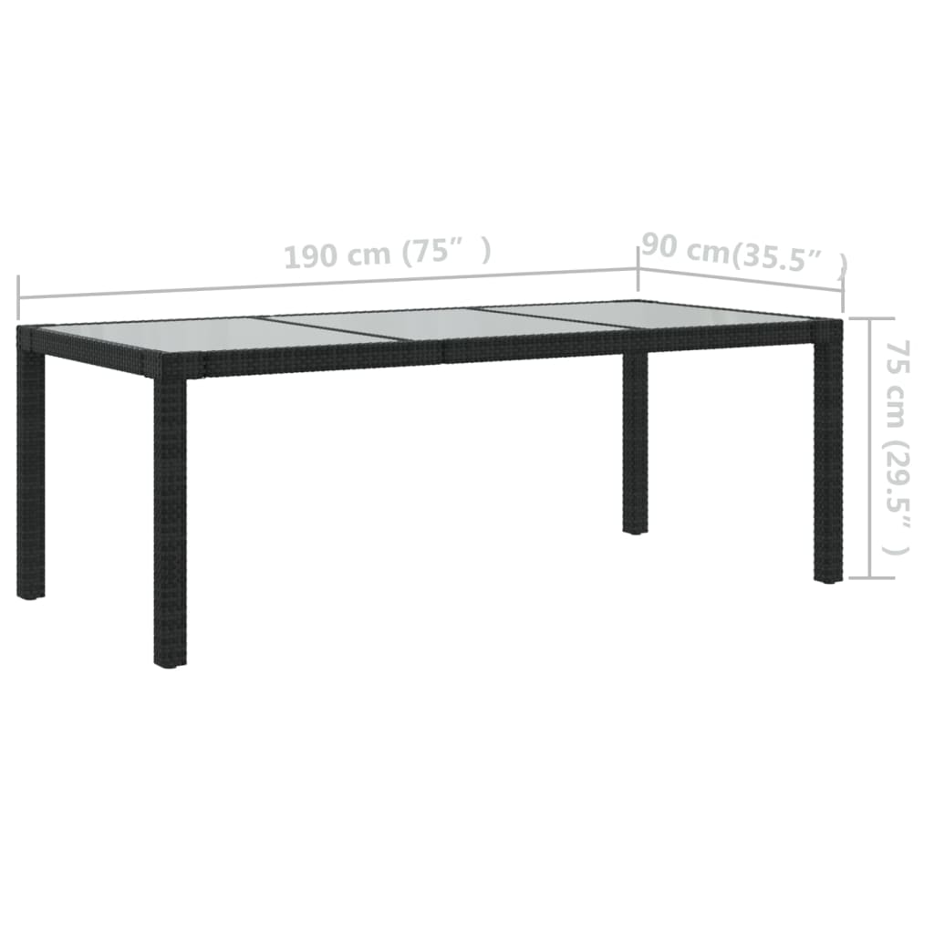 -Delige Tuinset Met Kussens Poly Rattan 9 190 cm tafellengte Zwart en wit
