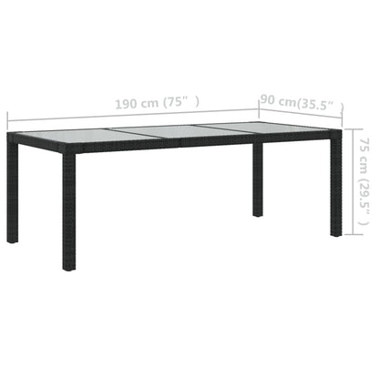 -Delige Tuinset Met Kussens Poly Rattan 9 190 cm tafellengte Zwart en wit